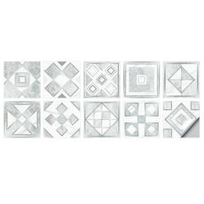 2 set Pattern geometrici Scala Adesivo per piastrelle da parete Adesivo Cucina Stufa Acqua e olio Adesivi a prova di olio, Specifiche: S: 10x10cm (HT-013 Argento)