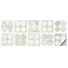 2 set Geometric Pattern Staircase Adesivo da parete Adesivo Cucina Stufa Acqua e olio Adesivi a prova di olio, Specifiche: S: 10x10cm (HT-014 Light Gold)