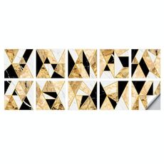 2 set Geometric Pattern Staircase Adesivo da parete Adesivo Cucina Stufa Acqua e olio Adesivi a prova di olio, Specifiche: S: 10x10cm (HT-016 Black Gold)