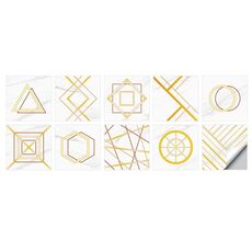 2 set di adesivi per piastrelle a parete con motivo geometrico scala stufa da cucina adesivi resistenti all'acqua e all'olio, specifica: M: 15x15 cm (HT-012 dorato)