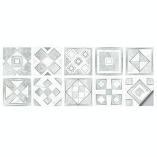 2 set adesivi per piastrelle a parete con motivo geometrico scala stufa da cucina adesivi a prova di acqua e olio, specifica: M: 15x15cm (HT-013 argento)