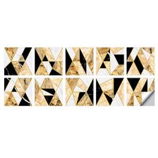 2 set Geometric Pattern Staircase Adesivo da parete Adesivo Cucina Fornello Acqua e olio Adesivi a prova di olio, Specifiche: L: 20x20cm (HT-016 Oro nero)