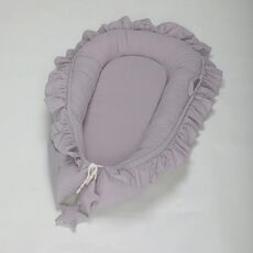 Tappetino per letto neonato portatile in cotone con pizzo utero letto bionico (grigio)