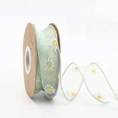 2 pezzi nastro di filati di neve con grafia a mano, piccolo nastro a sirena margherita, bouquet di fiori (verde menta)