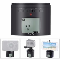 Suptig RSX-350 Testa panoramica a 360 gradi Stabilizzatore time-lapse motorizzato Adattatore per treppiede Supporto per giradischi per GoPro HERO9 / 8/7/6/5/5 Sessione / 4 Sessione / 4/3 + / 3/2/1 Altre action cam