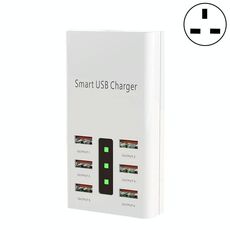 Presa di ricarica multifunzione a 6 porte da 30 W 2 A Presa di ricarica USB universale per smartphone e tablet (spina UK)
