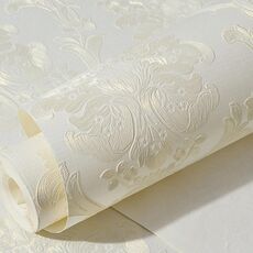Camera da letto Soggiorno classico Damasco Damasco 3D Premio Pressata Tessuto non tessuto Carta da parati autoadesiva, Specifica: 0,53 x 3 metri (JA201 beige)