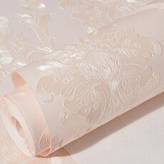 Camera da letto Soggiorno Classico Damasco Damasco 3D Premio Pressata Tessuto non tessuto Carta da parati autoadesiva, Specifica: 0,53 x 3 metri (JA206 Pink)