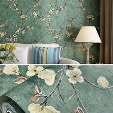 0.53x3m Retro 3D Stereo Plum Blossom Wallpaper Camera da letto camera da letto soggiorno TV Sfondo Sfondo muro Sfondo autoadesivo (8804-6 Dark Green A Versione)