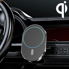 JJT-968 15W Max Output Max Magnetic Car Outlet Bracket Caricabatterie wireless (nero)