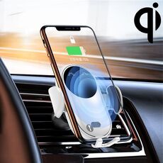 Caricabatteria wireless per presa d'aria per auto con sensore a infrarossi con uscita massima K10 15W (bianco)