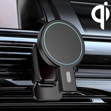 K07 15W Max Output Magnetic Car Outlet Bracket Caricabatterie wireless (nero)