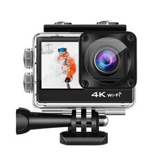 C1 Screen a doppio schermo da 2,0 pollici + Schermo da 1,3 pollici Anti-Shake 4K WiFi Camcorder di azione Sport Sport con custodia in custodia impermeabile, ALLWINNER V316, 170 gradi grandangolare (nero)