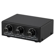 B057 Amplificatore audio stereo anteriore Amplificatore altoparlante per cuffie Booster con regolazione dei bassi alti e bassi Mixing a 2 vie, alimentatore USB 5V, spina americana
