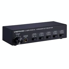 B032 Amplificatore di potenza 2 in 4 out Commutatore audio Altoparlante Senza perdita di qualità del suono 300 W per canale Comparatore distributore di interruttori con funzione di monitoraggio delle cuffie / ingresso audio
