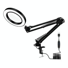LED protezione degli occhi di lettura libro leggero clip pieghevole usb lindolante di ingrandimento luce di manutenzione elettronica (5x-s (nero))
