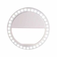 Torcia a LED con luce di riempimento per selfie con telefono cellulare a forma di anello da 2 pezzi per fotografia dal vivo (bianca)