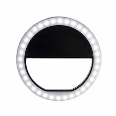Torcia a LED con luce di riempimento per selfie con telefono cellulare a forma di anello da 2 pezzi per fotografia dal vivo (nera)