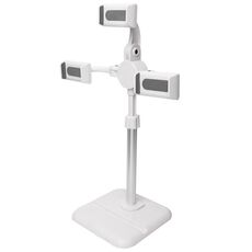 Staffa per telefono cellulare per tablet desktop con telaio live a regolazione telescopica, specifica: K06 a tre posti (bianco)