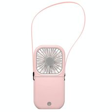 F20 Electroplating Handheld Fan Portable Desktop Folding Mute USB Hanging Neck Fan (Pink)
