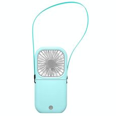 F20 Electroplating Handheld Fan Portable Desktop Folding Mute USB Hanging Neck Fan (Blue)