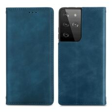 Per Samsung Galaxy S21 Ultra Retro Skin Self Affari Business Business MAGNETIC Custodia in pelle flip orizzontale con supporto e carta Slot & Portafoglio e cornice fotografica (blu)