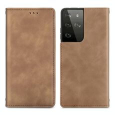 Per Samsung Galaxy S21 Ultra retrò Skin Feel Business Business MAGNETIC Custodia in pelle flip orizzontale con supporto e carta Slot & Portafoglio e cornice fotografica (marrone)