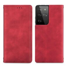 Per Samsung Galaxy S21 Ultra Retro Skin Feel Business Business Business Horizontal Horizontal Custodia in pelle flip con supporto e carte Slot & Portafoglio e cornice fotografica (rosso)