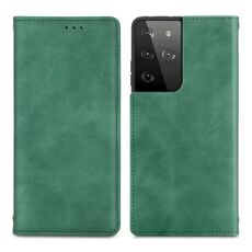 Per Samsung Galaxy S21 Ultra Retro Skin Feel Business Business Business Horizontal Horizontal Custodia in pelle flip con titolare e carte Slot & Portafoglio e cornice fotografica (verde)