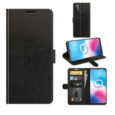 Per Alcatel 1s 2021 / 3L 2021 R64 Texture Singola custodia protettiva orizzontale orizzontale con supporto e schede slot e portafoglio e cornice fotografica (nero)