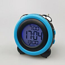 0705 Grande volume Semplice sveglia tridimensionale tridimensionale MUTE Orologio elettronico luminoso (Black Shell Blue)