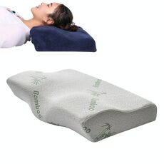 Farfalla Forma Memory Foam Snorking Pillow Cuscino Slow Rebound Assistenza sanitaria Cuscino cervicale, Dimensioni: 62x34x12x6cm (Bamboo Fiber White)