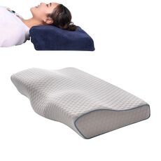 Farfalla Shape Memory Foam Snorking Pillow Cuscino Slow Rebound Assistenza sanitaria Cuscino cervicale, Dimensioni: 62x34x12x6cm (Water Cube White)