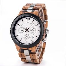 D21 uomo cinturino in legno in acciaio inox luminoso orologio impermeabile (bianco)