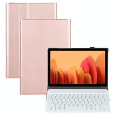 A500S Tastiera di retroilluminazione Bluetooth rimovibile A500S Caso di cuoio di flip orizzontale con supporto per Samsung Galaxy Tab A7 10.4 (2020) T500 / T505 (oro rosa)