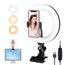 Pulluz 7,9 pollici Anello da 20 cm Light Selfie Light + Monitor Clip 3 Modalità USB Dimmerabile Dual Color Temperature Temperatura Led curvo Vlogging Photography Video Lights Kit con morsetto del telefono (nero)