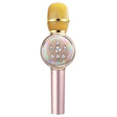 K2 Bluetooth 5.0 Karaoke Live Colorful Lights Wireless Bluetooth Microfono (oro)