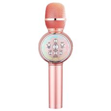 K2 Bluetooth 5.0 Karaoke Live Colorful Lights Wireless Bluetooth Microfono (oro rosa)