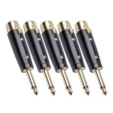 5 PCS LZ1167 6.35mm TESTA SINGOLO TESTA MALE TESTA TO XRL Femmina Adapter Adapter Plug (Argento)