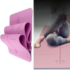 BSJ002 TPE Doppio strato Tappetino da fitness a due colori a due colori con linea corporea, specifica: 183 x 80 x 0,8 cm (rosa)