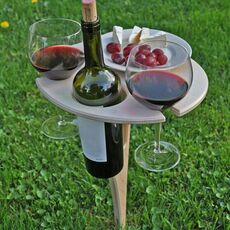 Pragente in legno Pieghevole Portavolo Inserito Portabocchia per vino da picnic all'aperto Tavolo pieghevole
