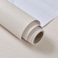 Carta da parati autoadesiva in tessuto imitazione PVC Carta da parati autoadesiva impermeabile Adesivi murali spessi Sfondo TV Decorazione murale Carta da parati in lino Dimensioni: 60 cm x 3 m (Beige A601)