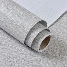 Carta da parati autoadesiva in tessuto imitazione PVC Adesivi murali spessi impermeabili Sfondo TV Decorazione murale Carta da parati in lino Dimensioni: 60 cm x 3 m (Grigio chiaro A603)