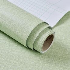 Carta da parati autoadesiva in tessuto finto PVC Adesivi murali spessi impermeabili TV Sfondo Decorazione murale Carta da parati in lino Dimensioni: 60 cm x 3 m (Verde chiaro A605)