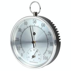 Mini tempometro per l'igrometro da esterno a forma di orologio a forma di clock a forma di orologio con anello appeso (argento)