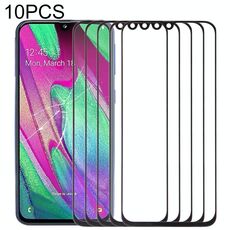 Per Samsung Galaxy A40 10 pezzi Lente in vetro esterno per schermo anteriore (nero)