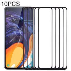 Per Samsung Galaxy A60 10 pezzi Lente in vetro esterno per schermo anteriore (nero)