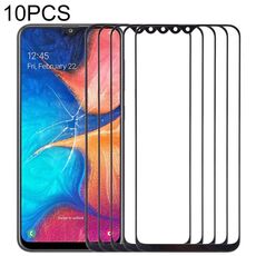 Per Samsung Galaxy A20 10 pezzi Lente in vetro esterno per schermo anteriore (nero)