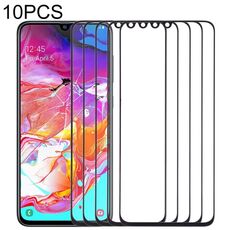 Per Samsung Galaxy A70 10 pezzi Lente in vetro esterno per schermo anteriore (nero)