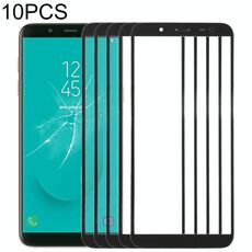 Per Samsung Galaxy J6, J600F/DS, J600G/DS 10 pezzi Lente in vetro esterno per schermo anteriore (nero)